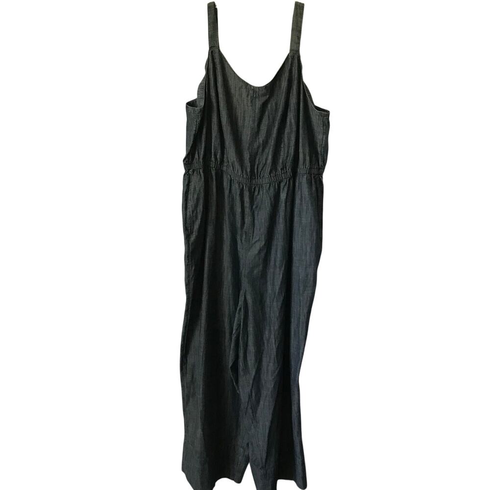 Lane Bryant Romper Size 18 Womens Cotton Denim Elastic Bodice Side Pockets